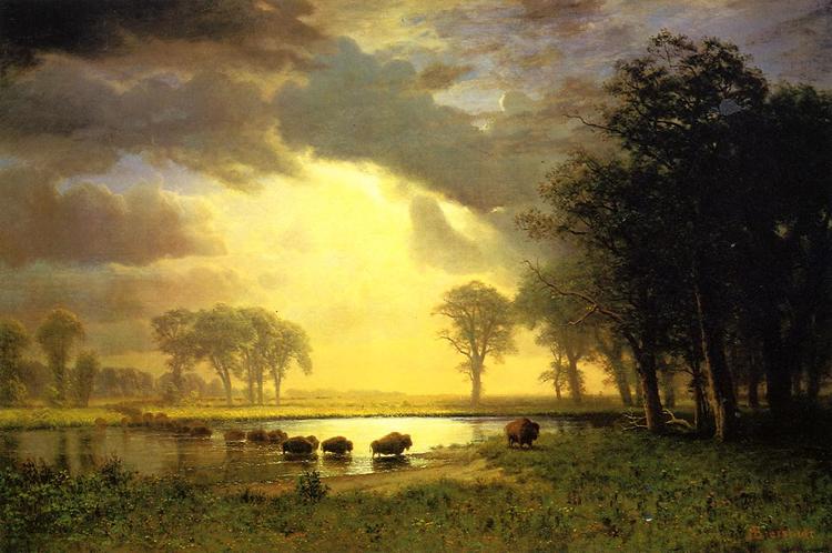 Albert Bierstadt Oil Painting The Buffalo Trail - Click Image to Close